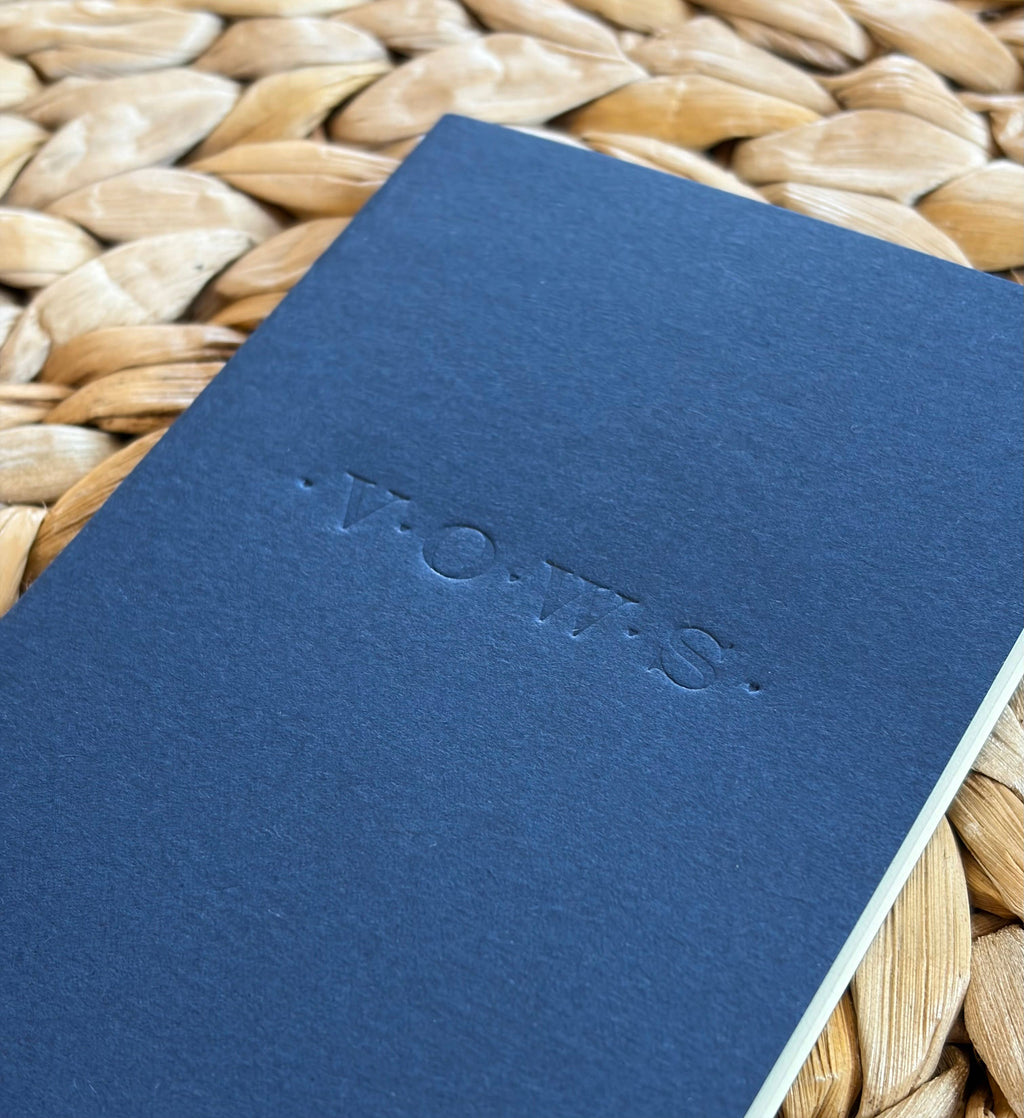 Wedding Vows Blind Deboss Mini Saddle Stitch Notebook: White