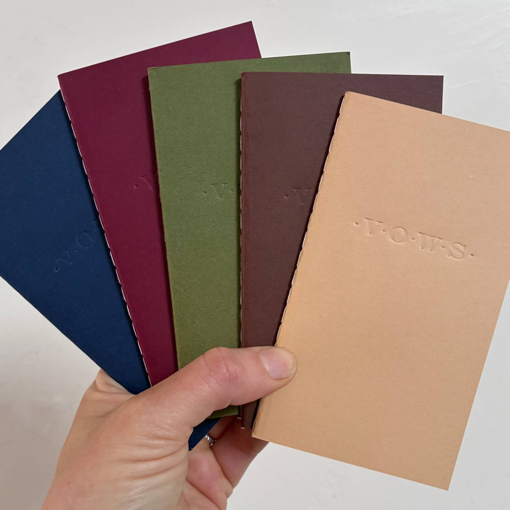 Wedding Vows Blind Deboss Mini Saddle Stitch Notebook: White