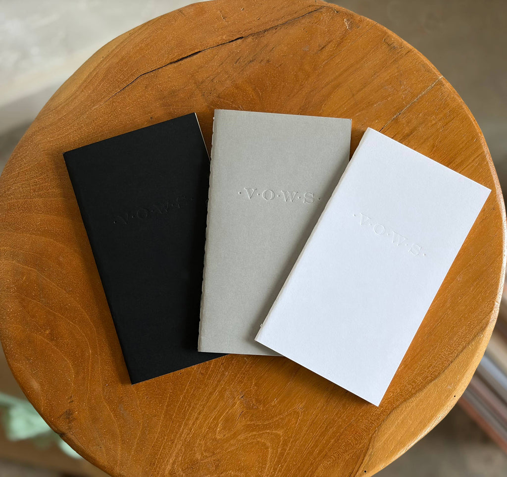 Wedding Vows Blind Deboss Mini Saddle Stitch Notebook: White