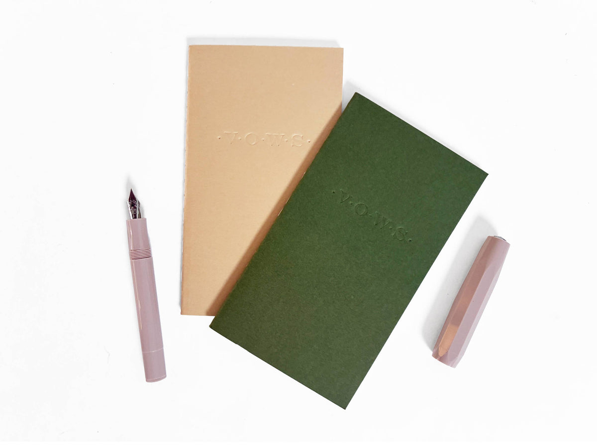 Wedding Vows Blind Deboss Mini Saddle Stitch Notebook: Chocolate brown