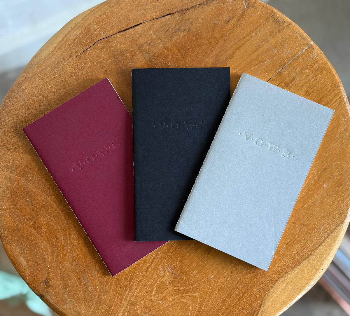 Wedding Vows Blind Deboss Mini Saddle Stitch Notebook: Chocolate brown