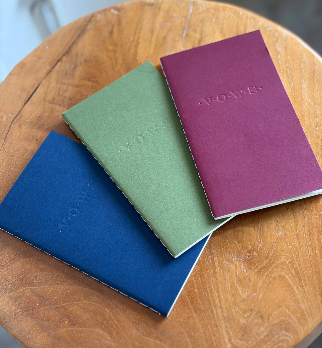Wedding Vows Blind Deboss Mini Saddle Stitch Notebook: White