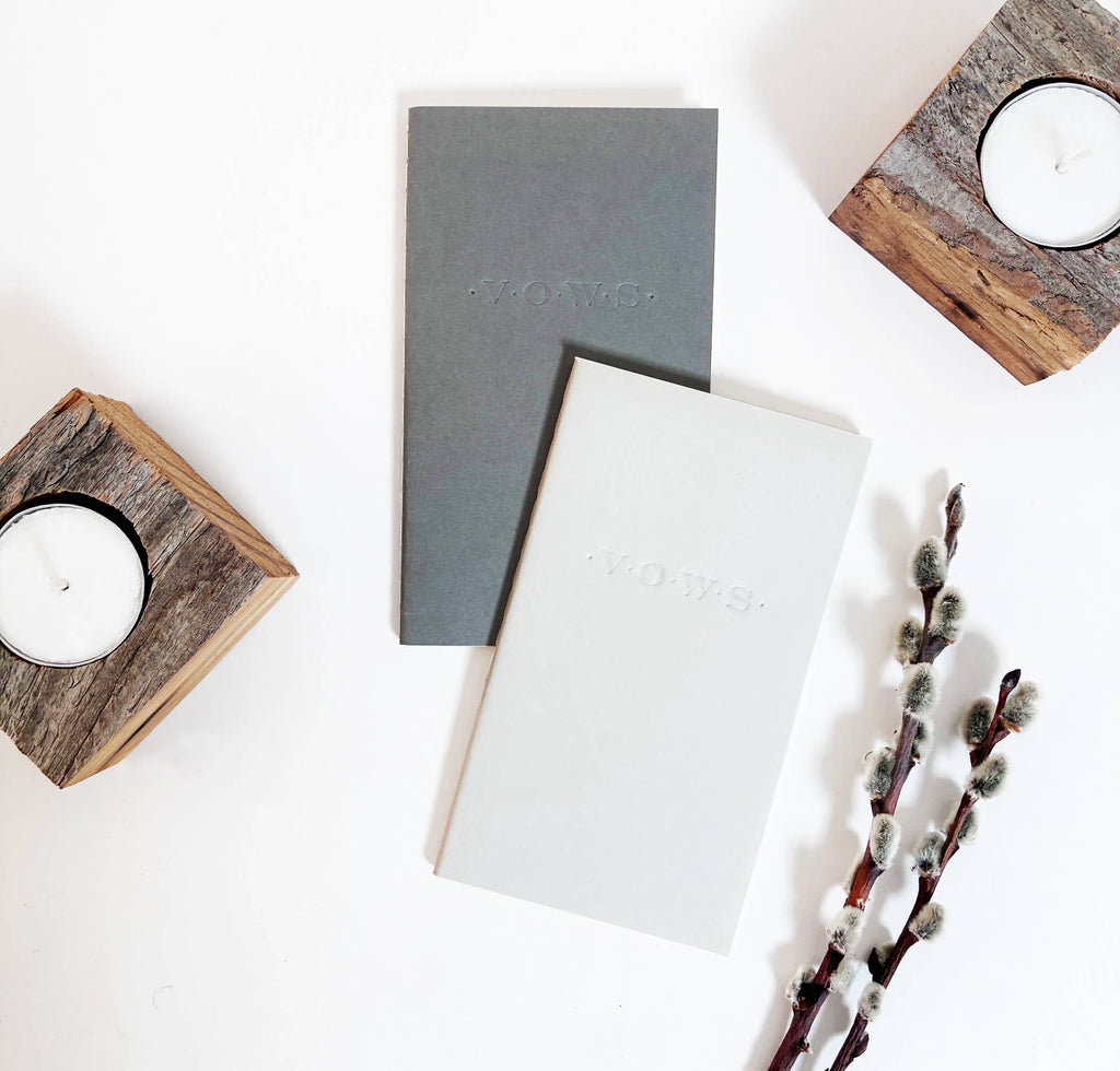 Wedding Vows Blind Deboss Mini Saddle Stitch Notebook: Sand